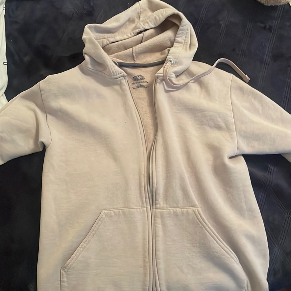 tan fruit of the loom zip up jacket S